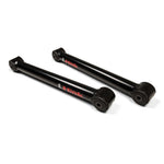 JKS Manufacturing J-Link rear lower fixed control arms with gloss black powder coat and pre-installed rubber bushings.