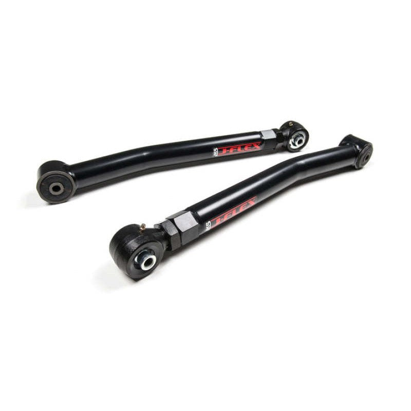 JKS Manufacturing J-Flex black powder-coated adjustable front lower control arms for 2007-2018 Jeep Wrangler JK