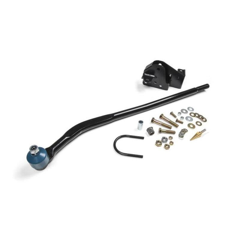 JKS Manufacturing LHD drag link flip kit with relocation bracket and drill bit for 2007-2018 Jeep Wrangler JK.