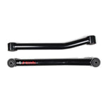 JKS J-Link black powder coated front fixed lower control arms with Clevite rubber bushings for 2007-2018 Jeep Wrangler JK.