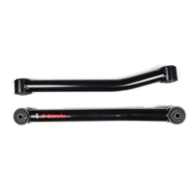 JKS J-Link black powder coated front fixed lower control arms with Clevite rubber bushings for 2007-2018 Jeep Wrangler JK.