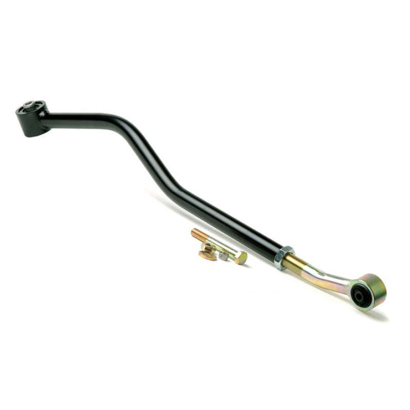 JKS Manufacturing adjustable front track bar with zinc and black powder coat finish for lifted 1984-2006 Jeep models.