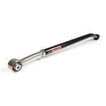 JKS Manufacturing heavy duty rear adjustable track bar for Jeep Wrangler TJ featuring black powder coat and zinc plating.