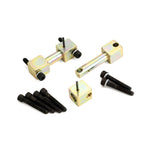 JKS Manufacturing zinc-plated steel rear upper shock bar pin eliminator kit with mounting blocks and hardware.