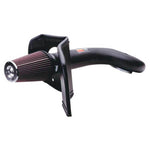 K&N FIPK air intake kit with black HDPE rotationally-molded tube and red conical oiled cotton filter for Dodge V8 trucks.