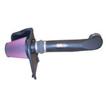 K&N performance intake system with black HDPE intake tube, oversized conical air filter, and custom metal heat shield