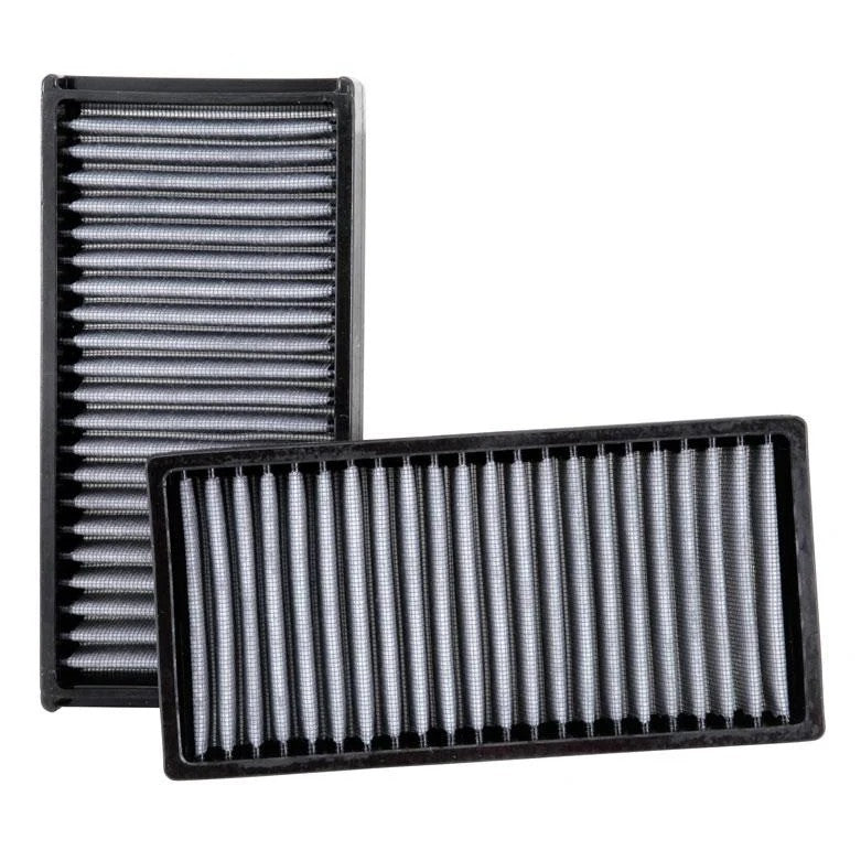 K&N VF2022 washable cabin air filter featuring pleated synthetic media and black frame