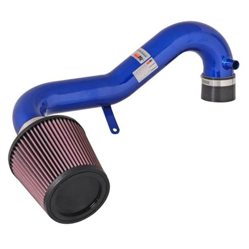 K&N 69-1008TB Typhoon short ram intake system with blue powder-coated aluminum tube and black high-flow air filter.