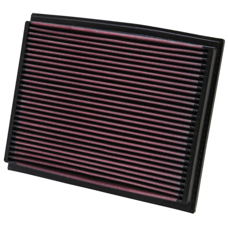 K&N 33-2209 high-flow drop-in air filter with red oiled cotton media for 2002-2009 Audi A4, S4, and RS4.
