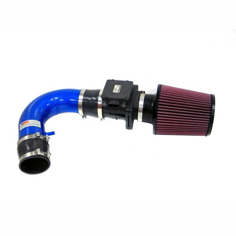 K&N Typhoon short ram intake 69-6540TB with blue powder-coated aluminum tube and black high-flow air filter for Lancer.