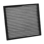 K&N VF2045 washable cabin air filter featuring pleated white synthetic media and a black rectangular frame.