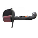 K&N performance air intake kit with black HDPE intake tube, oversized oiled cotton filter, and steel heat shield.