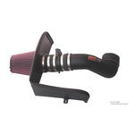 K&N 57-3048 performance air intake kit including black HDPE intake tube, conical oiled cotton filter, and heat shield.