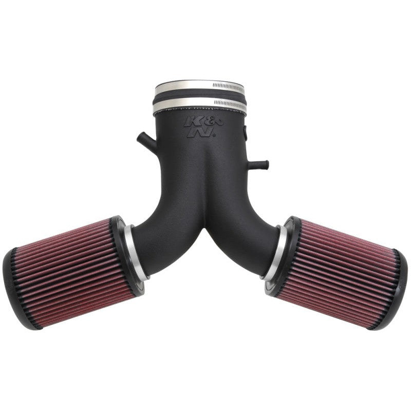 K&N 57 Series FIPK air intake system with black HDPE tube and red oiled cotton filter for Dodge Viper SRT-10