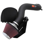 K&N 57-1539 performance air intake kit with HDPE tube, conical oiled cotton filter, and black heat shield.