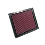 K&N 33-2337 high-flow drop-in replacement air filter with red oiled cotton pleated media