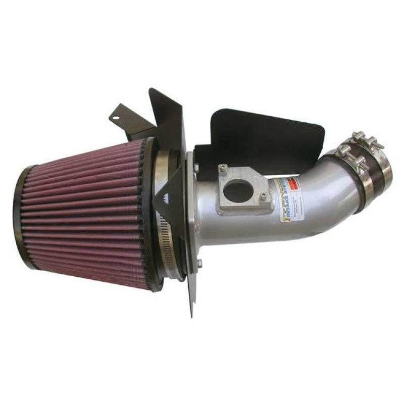 K&N Typhoon short ram intake system with silver mandrel-bent tube, red oiled filter, and black heat shield