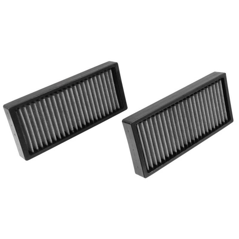 K&N VF1002 washable cabin air filter featuring pleated synthetic media for Nissan and Infiniti vehicles.