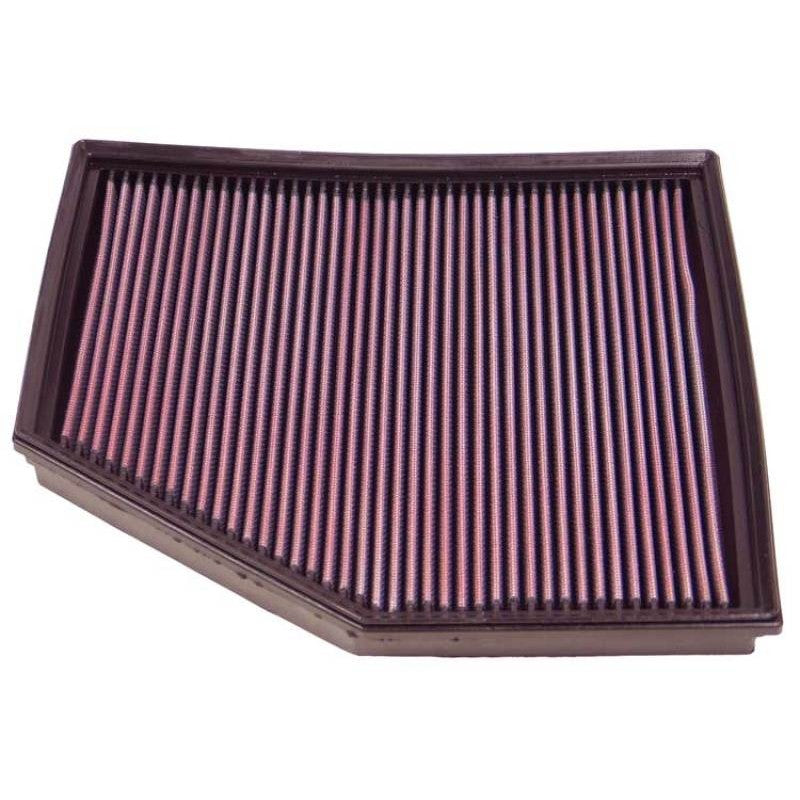 K&N 33-2294 washable high-flow replacement air filter with red oiled cotton media for 2004-2010 BMW V8 models.