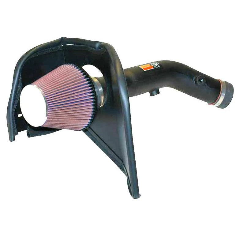 K&N 57-3043 Performance Intake Kit with black HDPE tube and conical oiled cotton air filter for 3.5L L5 engines.