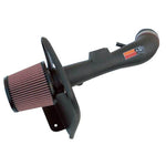 K&N 57-2561 Performance Air Intake System with black HDPE tube, red conical air filter, and custom heat shield.
