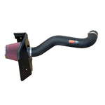K&N performance intake kit featuring a black HDPE tube, heat shield, and red oiled cotton air filter for 4.7L Jeep V8.