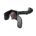 K&N AirCharger Performance Intake system with black HDPE intake tube, conical air filter, and custom heat shield.