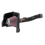 K&N AirCharger performance intake with black HDPE tube, oiled cotton air filter, and heat shield for 4.0L Toyota Tacoma.