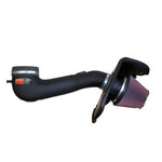 K&N 57 Series performance air intake with black HDPE tube and conical red filter for 2005-2006 Ford Mustang GT.