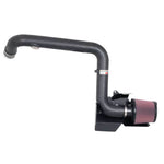 K&N Typhoon black powder-coated short ram intake with conical oiled cotton air filter and heat shield.