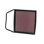 K&N 33-2367 rectangular high-flow oiled cotton replacement air filter with red pleated media