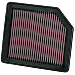 K&N red oiled cotton drop-in high-flow air filter with black frame for 2006-2011 Honda Civic.
