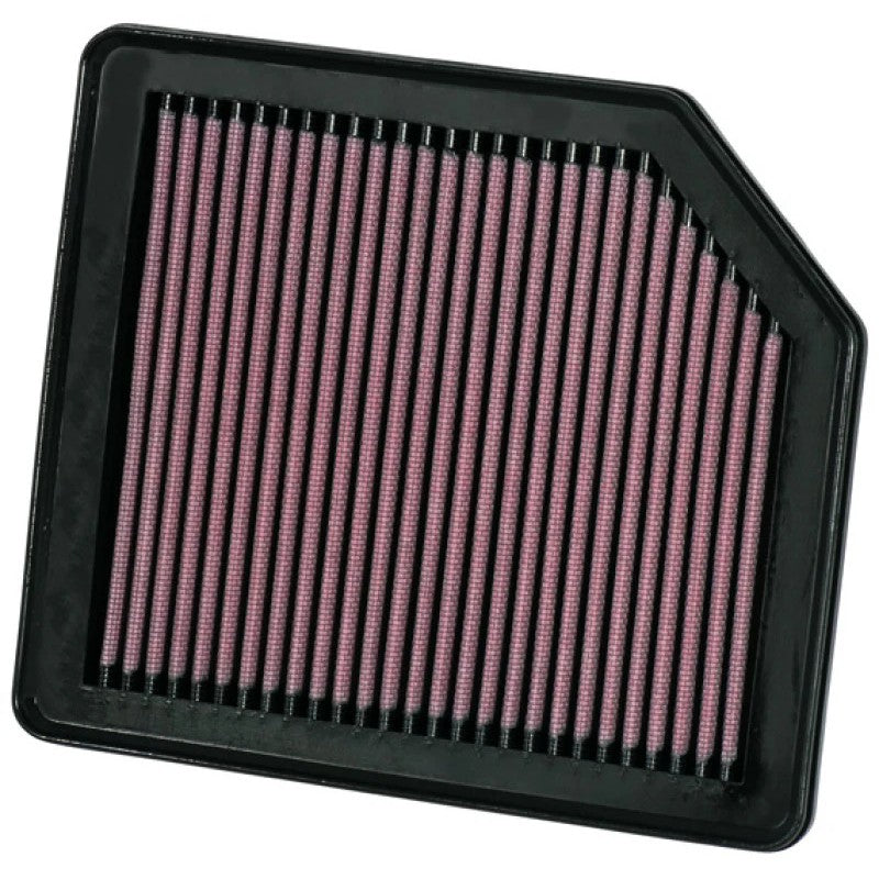 K&N red oiled cotton drop-in high-flow air filter with black frame for 2006-2011 Honda Civic.