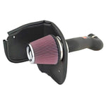 K&N 57-1555 air intake kit for Jeep Grand Cherokee SRT8 showing the HDPE intake tube and oversized conical air filter