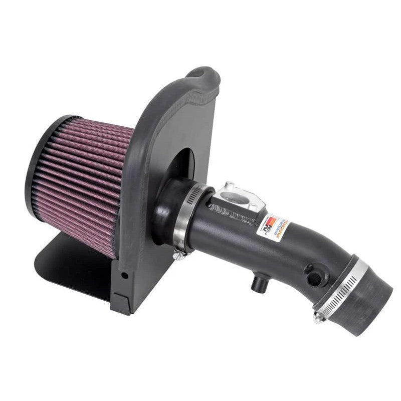 K&N Typhoon Short Ram Intake with flat black mandrel-bent tube and red conical air filter for 2007-2017 Toyota Yaris