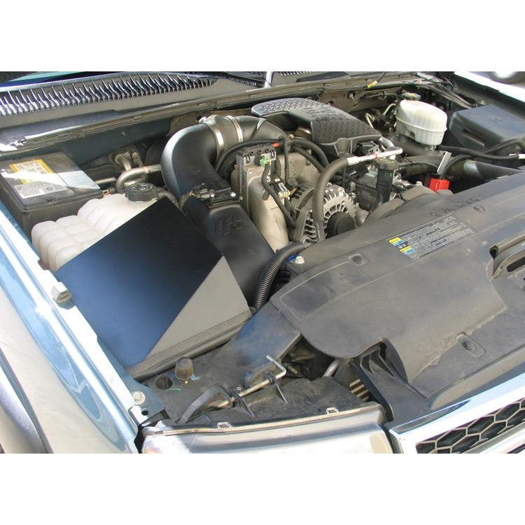 K&N 57-3057 intake kit featuring black HDPE tube, red oiled cotton filter, and steel heat shield.