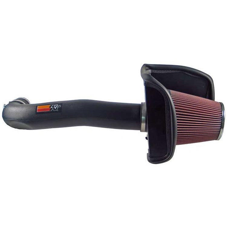 K&N 57-2572 performance air intake system with black HDPE induction tube and red oiled cotton air filter
