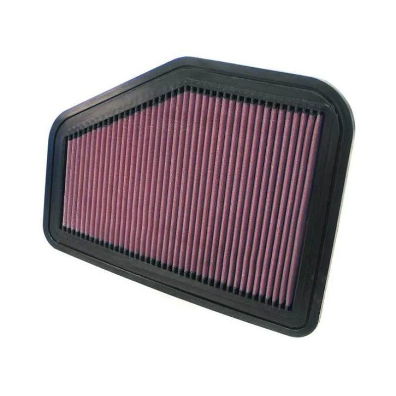 K&N 33-2919 rectangular drop-in high-flow replacement air filter with red oiled cotton media
