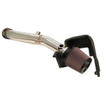 Polished aluminum K&N Typhoon cold air intake system with red conical air filter and heat shield for Lexus IS250 and IS350.