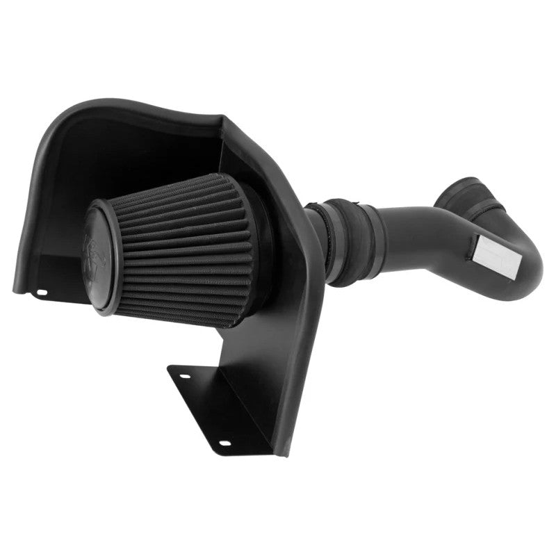 K&N Blackhawk air intake system 71-3058 featuring a black powder-coated aluminum tube and synthetic dry air filter.