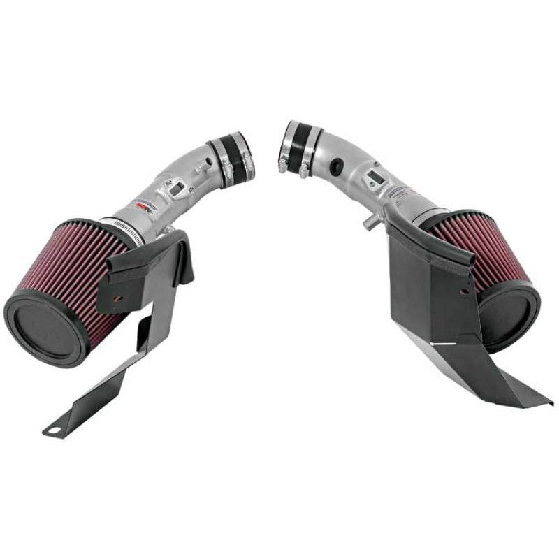 K&N 69-7082TS Typhoon dual silver short ram intake system with red oiled cotton filters for 2007-2008 Infiniti G35.