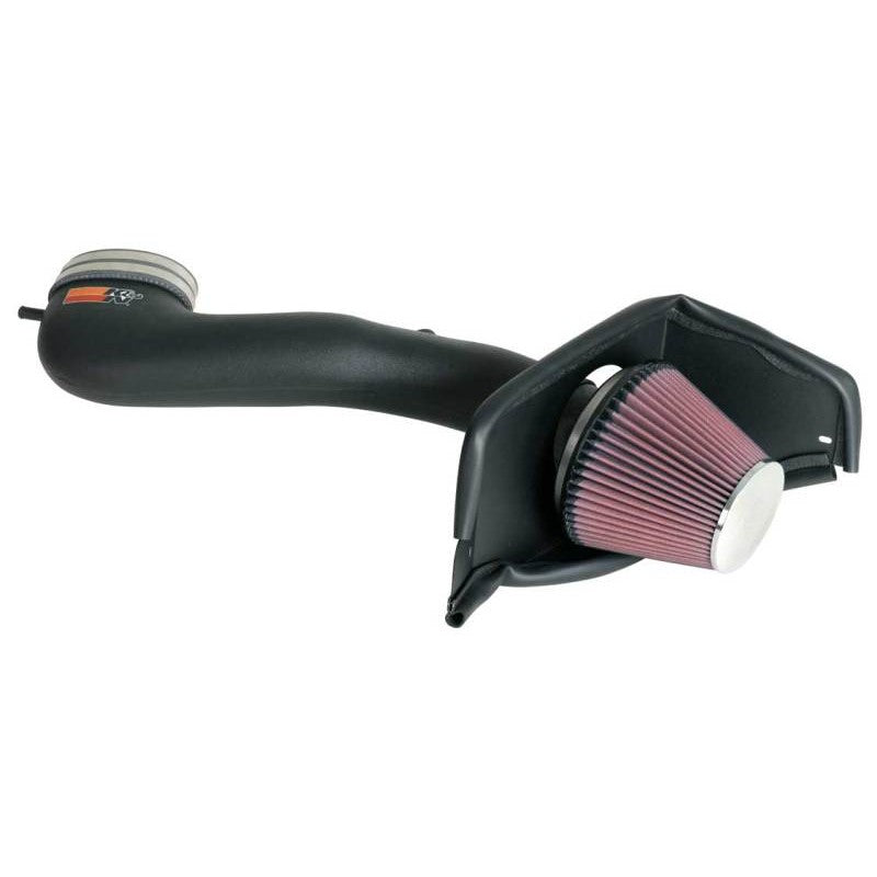 K&N AirCharger intake system with black HDPE tube and conical oiled cotton filter for 2007-2009 Ford Mustang GT 4.6L