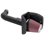K&N 57 Series intake kit with black HDPE tube, oiled cotton conical air filter, and heat shield for 2007-2008 Ford F-150