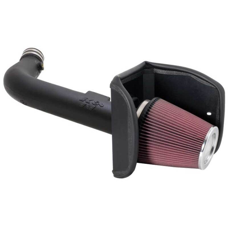 K&N 57 Series intake kit with black HDPE tube, oiled cotton conical air filter, and heat shield for 2007-2008 Ford F-150