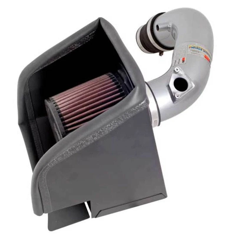 K&N Typhoon silver mandrel-bent aluminum short ram intake system with conical air filter and heat shield