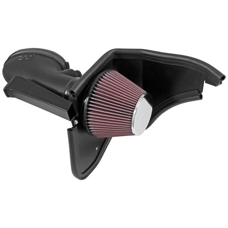 K&N 63-1116 AirCharger intake system with black HDPE tube and red conical oiled cotton filter for 2008-2013 BMW M3.