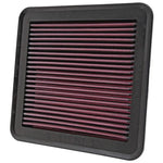 K&N 33-2951 high-flow drop-in air filter with red oiled cotton media and black urethane frame