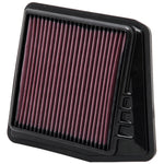 K&N 33-2430 rectangular high-flow air filter with red oiled cotton media and a durable black rubber seal.