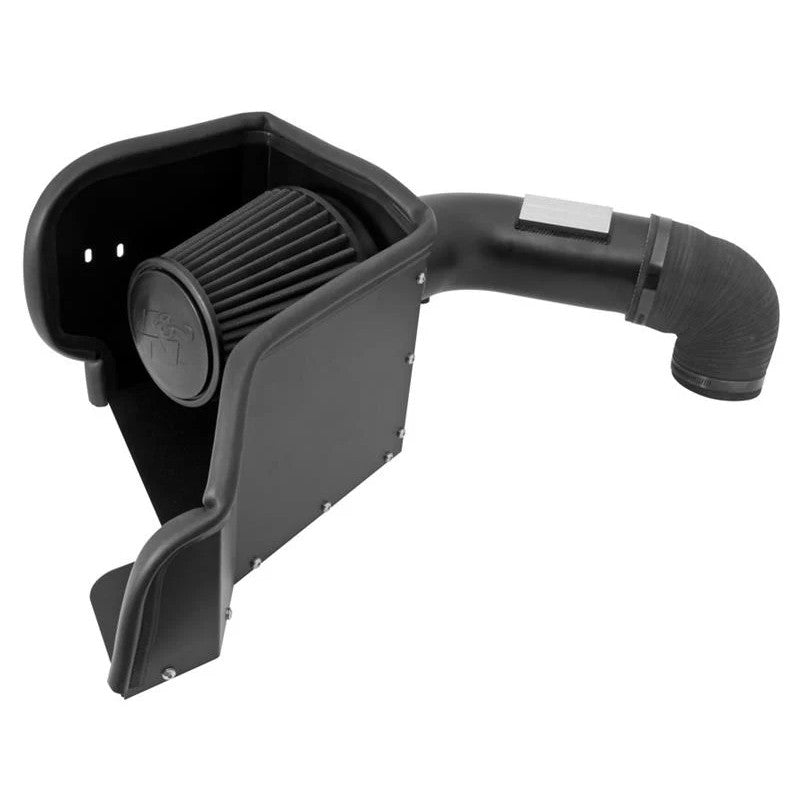 K&N Blackhawk Induction intake kit 71-1561 featuring black powder-coated aluminum tube, oil-free filter, and heat shield.