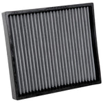 K&N VF2061 washable cabin air filter featuring white pleated synthetic filtration media and a black frame.